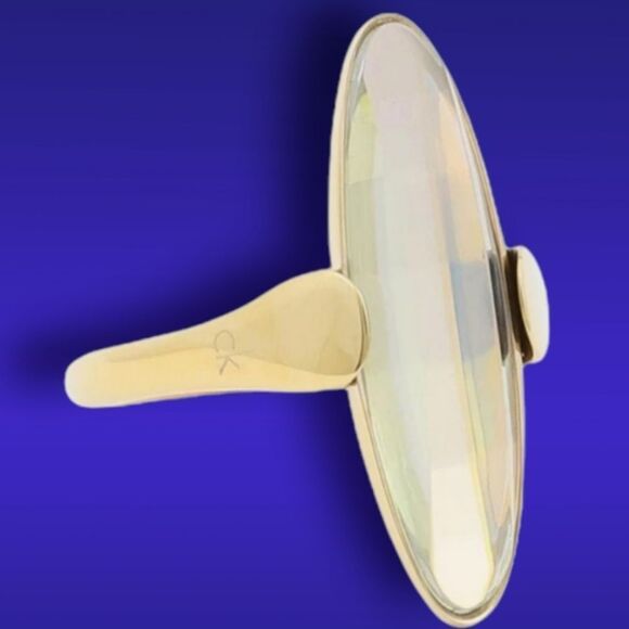 CALVIN KLIEN Continuity Slim Oval Faceted Yellow Glass Stone Ring size 7  NWT - Picture 7 of 7